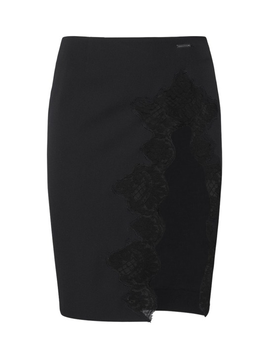 Dsquared2: Dana wool pencil skirt w/lace - Black - women_0 | Luisa Via Roma