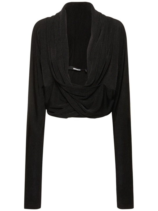 Rotate: Slinky long sleeve top w/ cowl neck - Black - women_0 | Luisa Via Roma