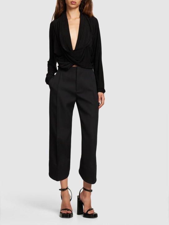 Rotate: Slinky long sleeve top w/ cowl neck - Black - women_1 | Luisa Via Roma