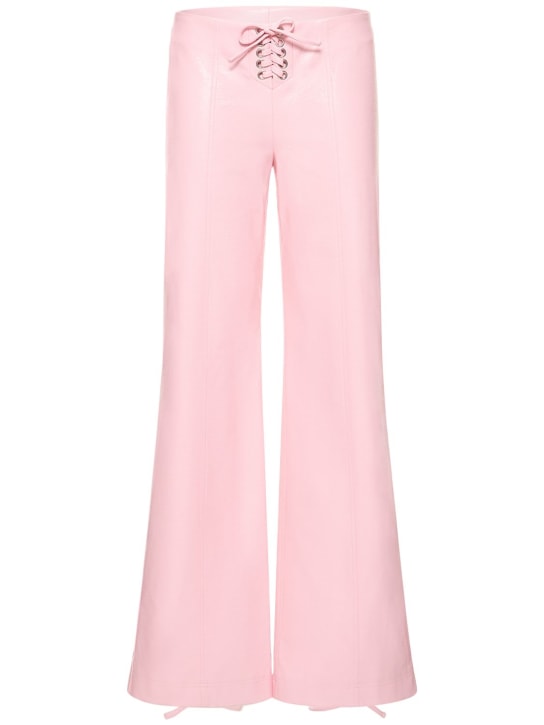 Rotate: Embossed lace-up flared pants - Pink - women_0 | Luisa Via Roma