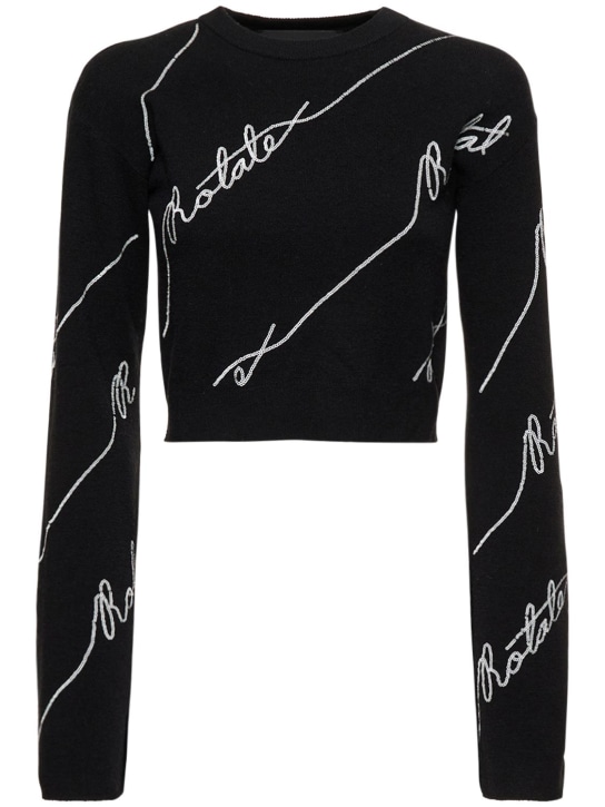Rotate: Suéter corto con lentejuelas - Negro - women_0 | Luisa Via Roma