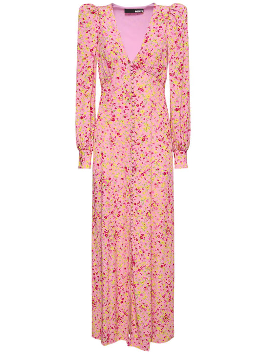 Rotate: 플로럴 프린트 자카드 맥시 V 넥 드레스 - 핑크/멀티 - women_0 | Luisa Via Roma