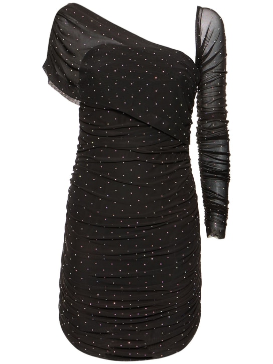 Rotate: Asymmetric mesh mini dress - Black - women_0 | Luisa Via Roma