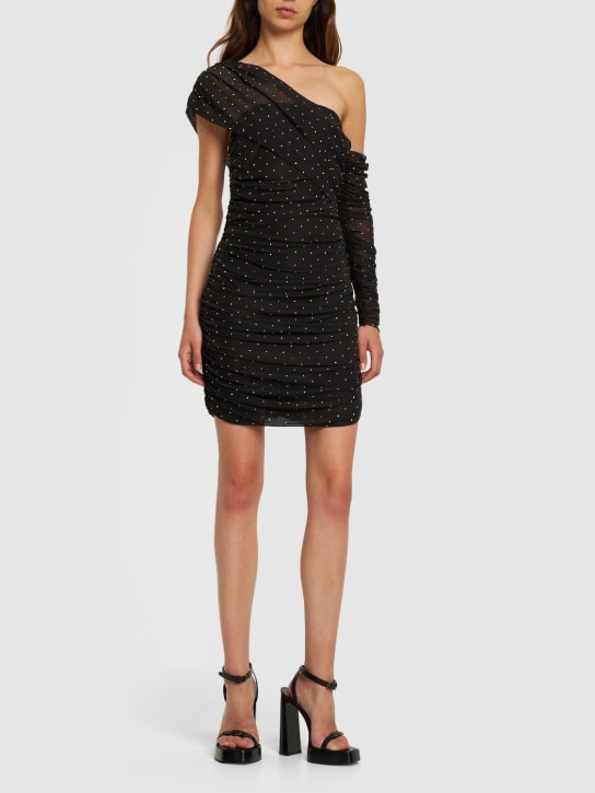 Rotate: Asymmetric mesh mini dress - Black - women_1 | Luisa Via Roma