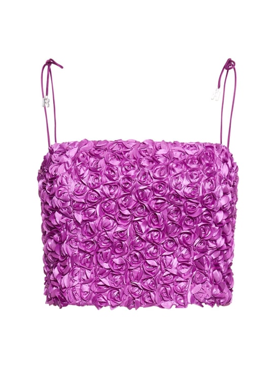 Rotate: Crop top détail fleurs en 3D - Violet - women_0 | Luisa Via Roma