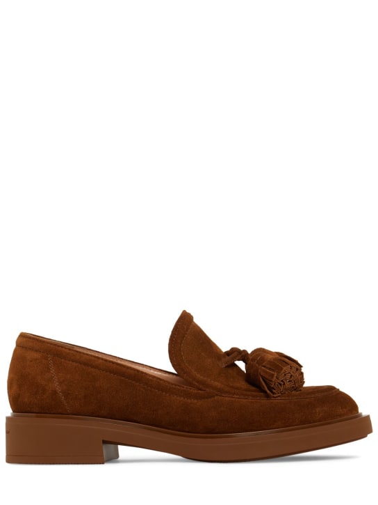 Gianvito Rossi: 20mm Suede loafers - Brown - women_0 | Luisa Via Roma