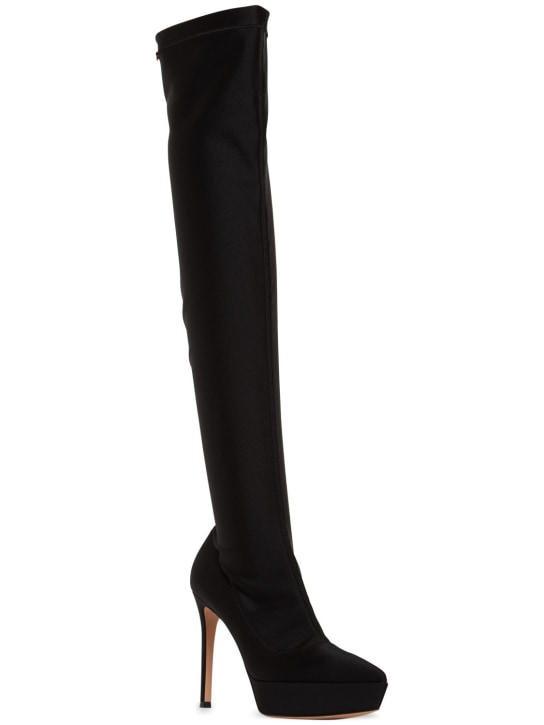 Gianvito Rossi: 85mm Stretch lycra over-the-knee boots - Black - women_2 | Luisa Via Roma