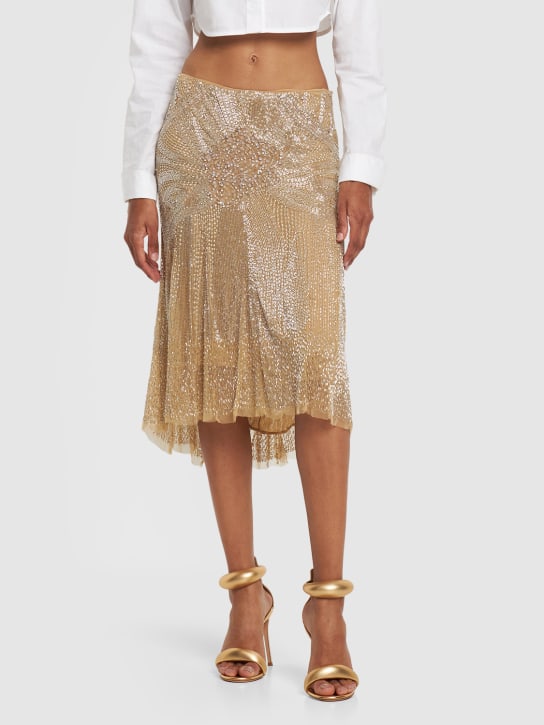 Gianvito Rossi: Sandalias Bijoux de piel metalizada 105mm - Oro - women_1 | Luisa Via Roma