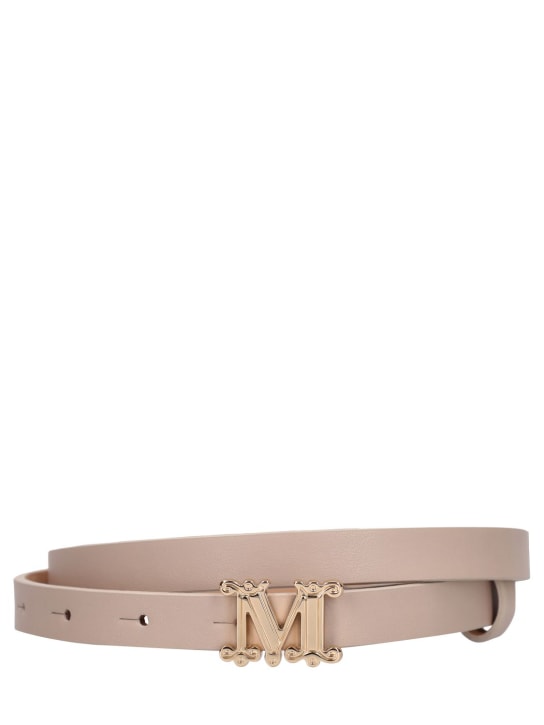 Max Mara: Cintura in pelle morbida con logo 1.5cm - Cacha - women_0 | Luisa Via Roma
