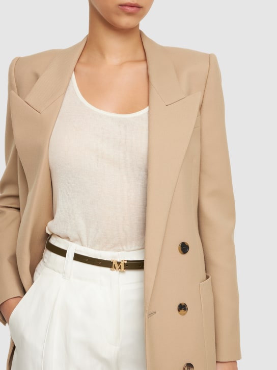Max Mara: Cinturón de piel suave con logo 1.5cm - Uniform - women_1 | Luisa Via Roma
