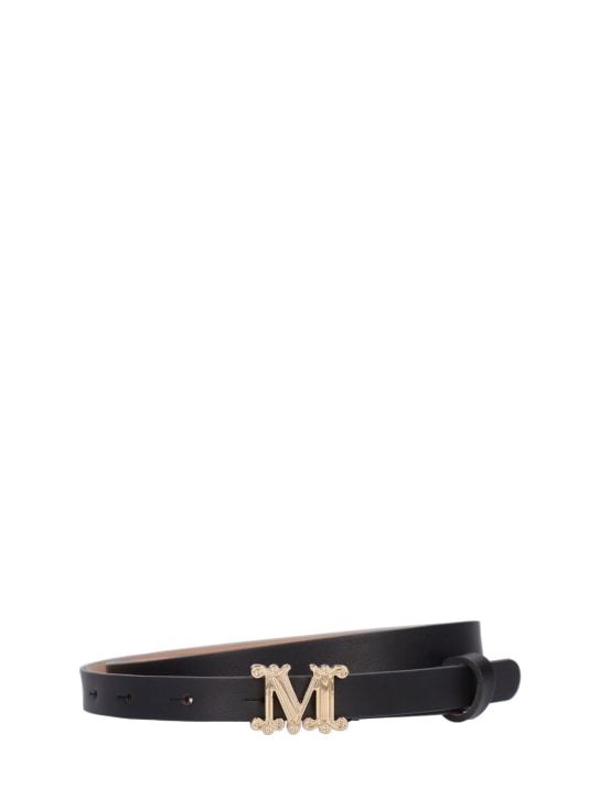 Max Mara: 1.5cm Logo soft leather belt - Black - women_0 | Luisa Via Roma