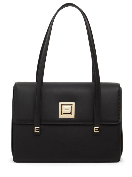 Max Mara: Lady MM leather tote bag - Black - women_0 | Luisa Via Roma