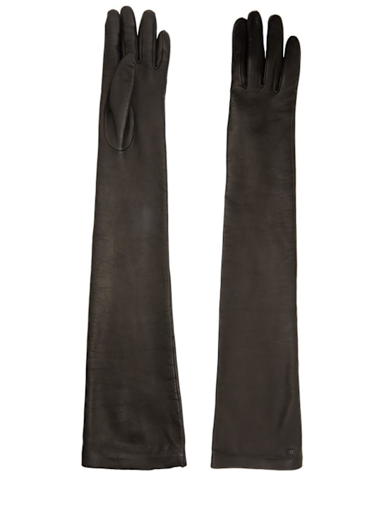 Max Mara: Amica leather long gloves - women_0 | Luisa Via Roma