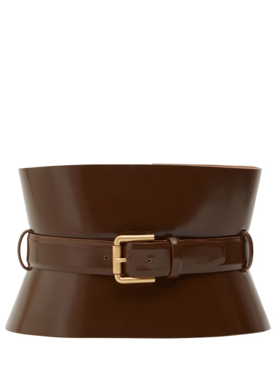 Max Mara: 175 Bustier leather belt - Brown - women_0 | Luisa Via Roma