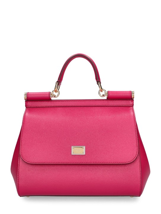 Dolce&Gabbana: Large Sicily dauphine leather bag - women_0 | Luisa Via Roma