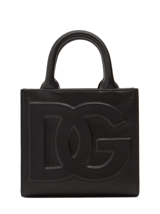 Dolce&Gabbana: Small DG Daily leather top handle bag - Siyah - women_0 | Luisa Via Roma