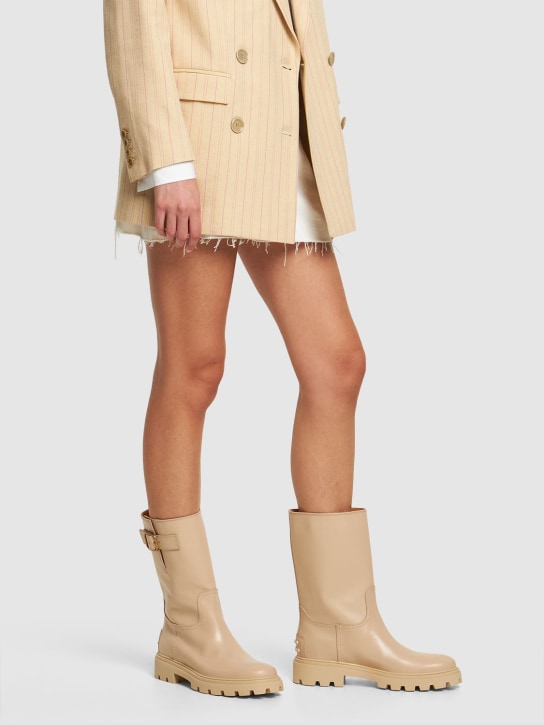 Tod's: 30mm Leather ankle boots - Beige - women_1 | Luisa Via Roma