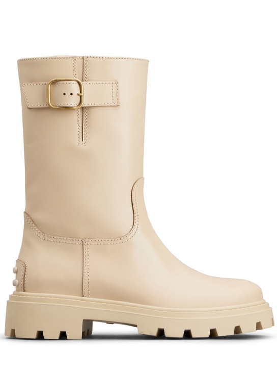 Tod's: 30mm Leather ankle boots - Beige - women_0 | Luisa Via Roma