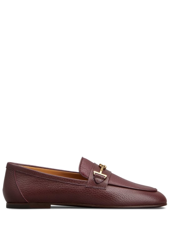 Tod's: 10mm Leather loafers - Koyu Kırmızı - women_0 | Luisa Via Roma