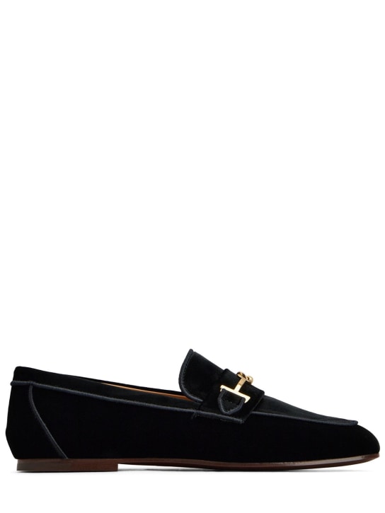 Tod's: 10mm Velvet loafers - Siyah - women_0 | Luisa Via Roma