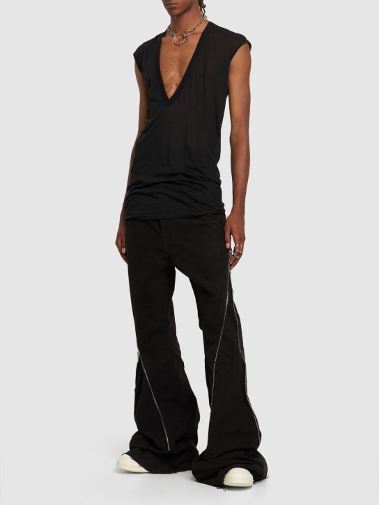 Rick Owens: Camiseta de algodón jersey  transparente - Negro - men_1 | Luisa Via Roma