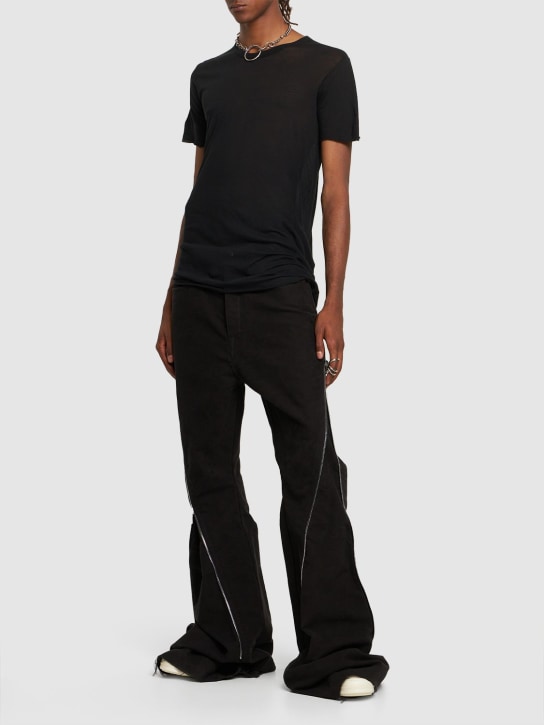 Rick Owens: Basic コットンTシャツ - ブラック - men_1 | Luisa Via Roma