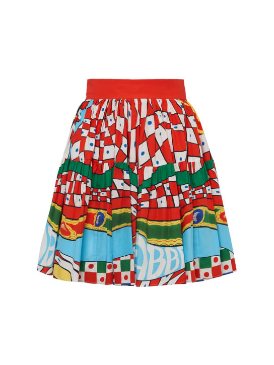 Dolce&Gabbana: Falda de popelina de algodón estampada - Multicolor - women_0 | Luisa Via Roma