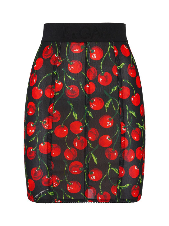 Dolce&Gabbana: Cherry print marquisette mini skirt - Multicolor - women_0 | Luisa Via Roma