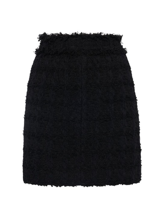 Dolce&Gabbana: Wool tweed mini skirt - Siyah - women_0 | Luisa Via Roma