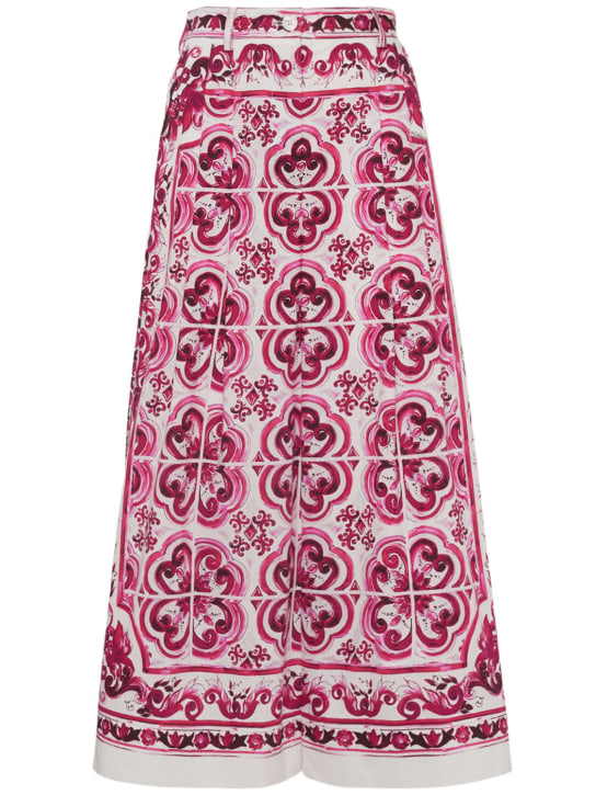 Dolce&Gabbana: Maiolica print cotton wide leg pants - Multicolor - women_0 | Luisa Via Roma