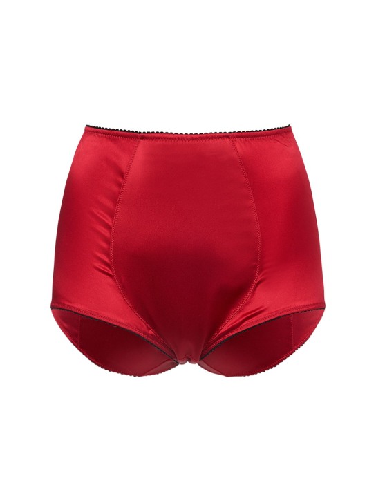 Dolce&Gabbana: Culotte taille haute en satin de soie - Rouge - women_0 | Luisa Via Roma