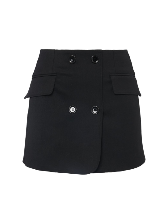 Dolce&Gabbana: Stretch wool crepe mini skirt - Black - women_0 | Luisa Via Roma