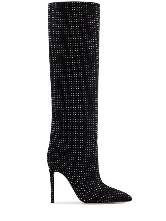 Paris Texas: 105毫米Holly Stiletto麂皮靴子 - 黑色 - women_0 | Luisa Via Roma