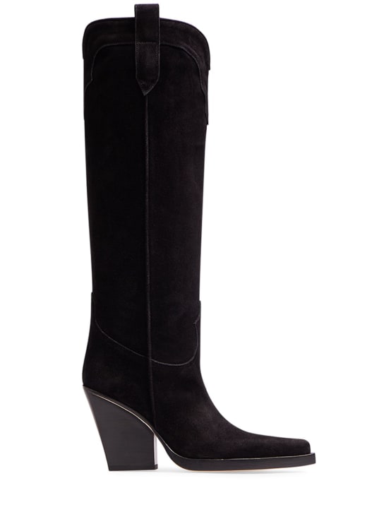 Paris Texas: 100毫米El Dorado麂皮高筒靴 - 黑色 - women_0 | Luisa Via Roma
