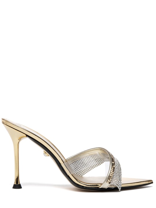 Alevì: 95mm Crystal glossy leather sandals - Gold - women_0 | Luisa Via Roma