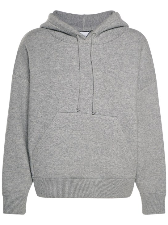 Bottega Veneta: Relaxed fit cashmere blend hoodie - Light Grey - women_0 | Luisa Via Roma