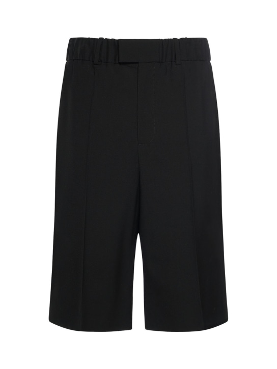 Bottega Veneta: Light wool twill shorts - Black - women_0 | Luisa Via Roma