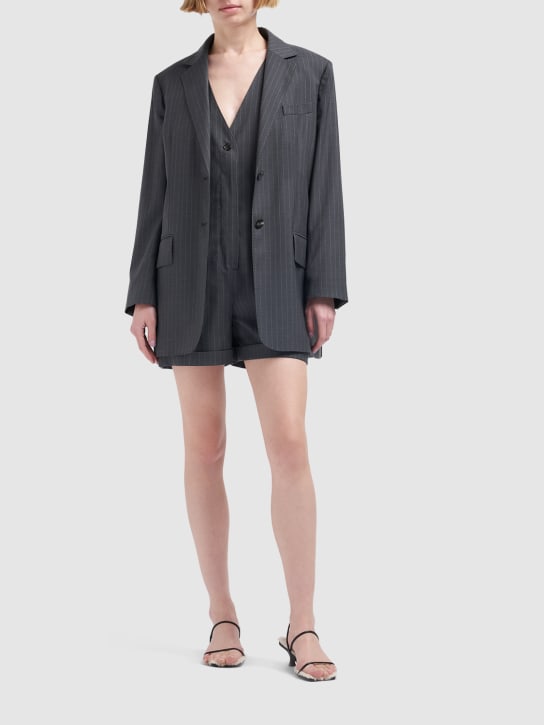 Max Mara: Veste à fines rayures boutonnage simple Oche - Gris - women_1 | Luisa Via Roma