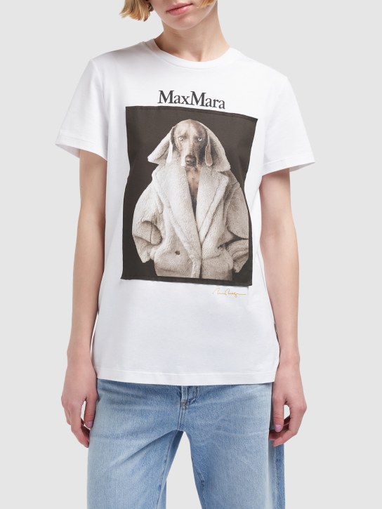 Max Mara: T-shirt en jersey de coton imprimé Valido - women_1 | Luisa Via Roma