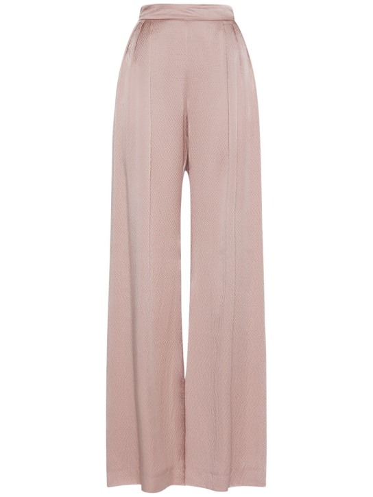 Max Mara: Uncino textured satin wide pants - Pink - women_0 | Luisa Via Roma