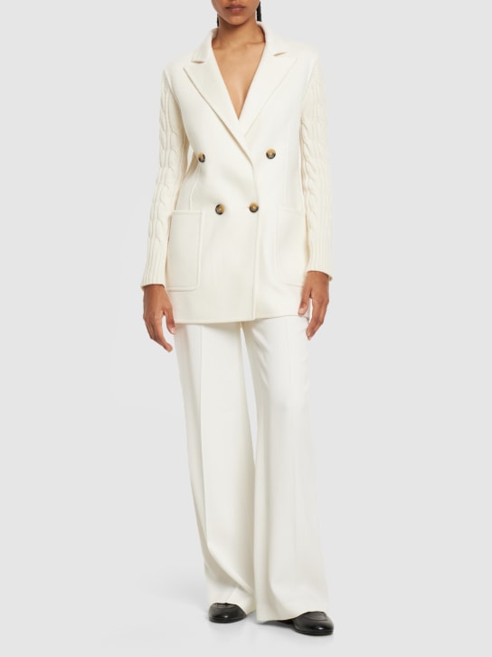 Max Mara: Dalida cable knit wool & cashmere jacket - White - women_1 | Luisa Via Roma