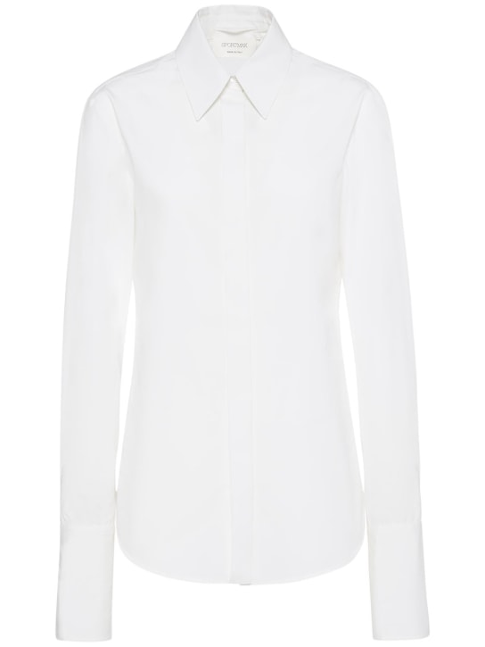 Sportmax: Oste fitted cotton poplin shirt - Beyaz - women_0 | Luisa Via Roma