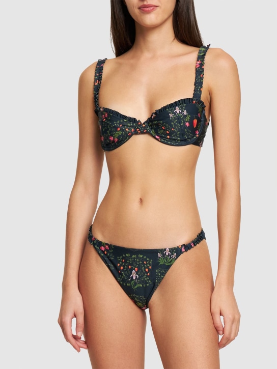 Agua By Agua Bendita: Slip bikini Vera Bouquet stampato - Blu - women_1 | Luisa Via Roma