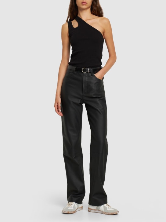 Remain: Lynn straight leather pants - Black - women_1 | Luisa Via Roma