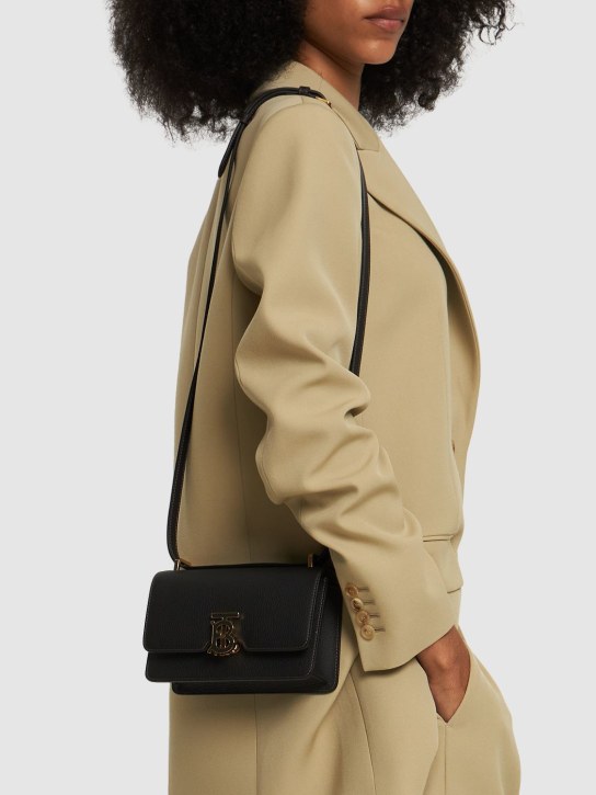 Burberry: Mini TB Elongated leather shoulder bag - Black - women_1 | Luisa Via Roma