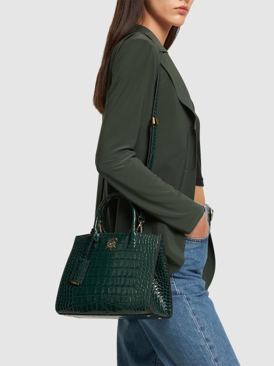 Burberry: Mini Frances embossed leather top handle - Dk Vir Green - women_1 | Luisa Via Roma