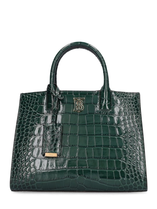 Burberry: Mini Frances embossed leather top handle - Dk Vir Green - women_0 | Luisa Via Roma