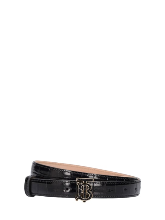 Burberry: 20mm Croc embossed patent leather belt - Black - women_0 | Luisa Via Roma