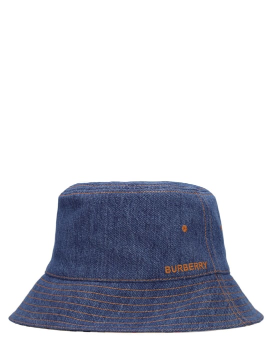 Burberry: Washed cotton denim bucket hat - Washed Indigo - women_1 | Luisa Via Roma