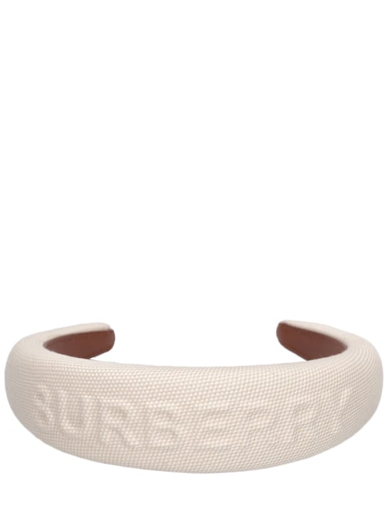 Burberry: Logo debossed cotton headband - Natural - women_1 | Luisa Via Roma
